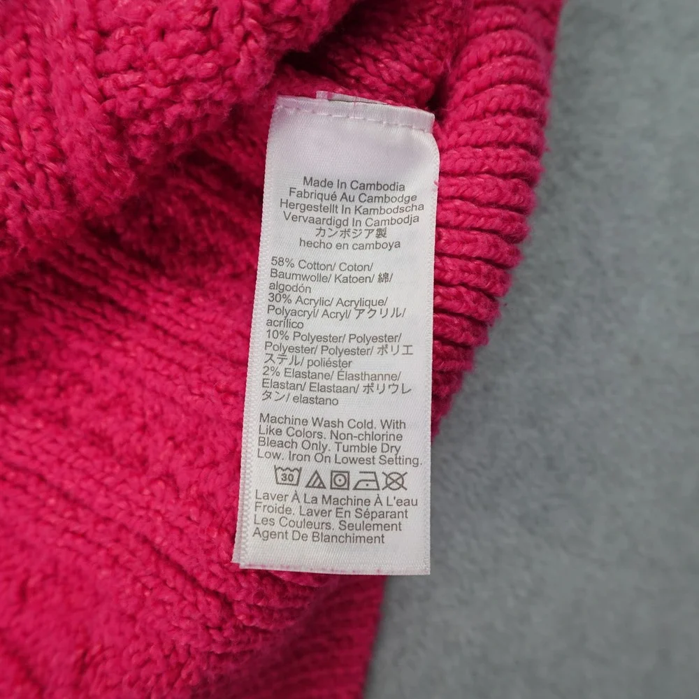 J. Crew Sweater Womens XL Pink Cable Knit Preppy Pullover Mock Neck Chunky